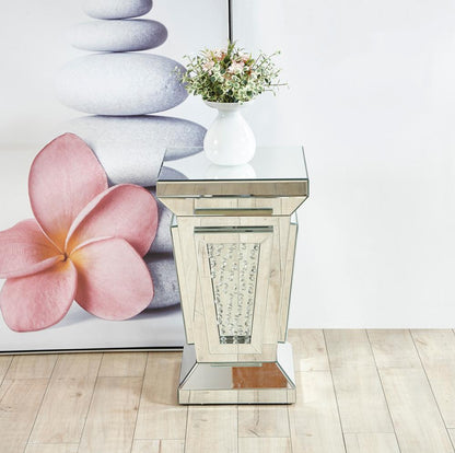 Elegant Furniture & Lighting - Modern 15 inch Crystal End Table In Clear Mirror Finish - MF91020 veiw 2