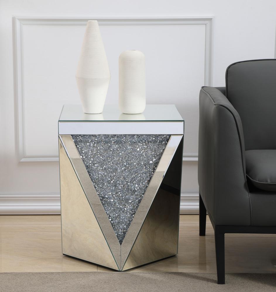 Elegant Furniture & Lighting - Modern 18.5 inch Crystal End Table Silver Royal Cut Crystal - MF92008 veiw 3