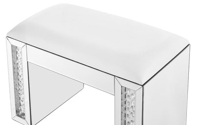 Elegant Furniture & Lighting - Modern 26 inch Crystal Vanity Leather stool in Clear Mirror Finish - MF91018 veiw 5