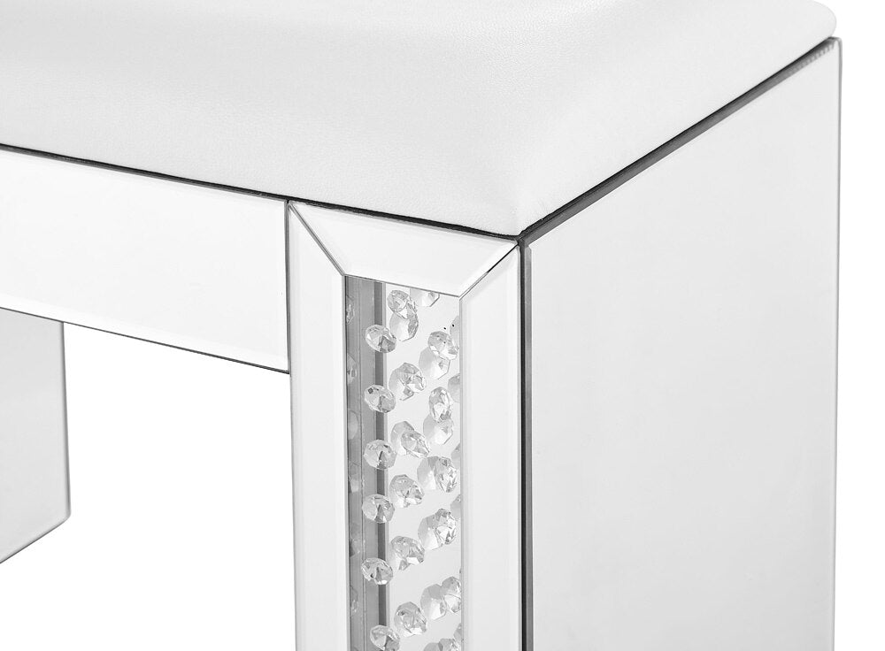 Elegant Furniture & Lighting - Modern 26 inch Crystal Vanity Leather stool in Clear Mirror Finish - MF91018 veiw 6