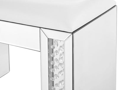 Elegant Furniture & Lighting - Modern 26 inch Crystal Vanity Leather stool in Clear Mirror Finish - MF91018 veiw 6