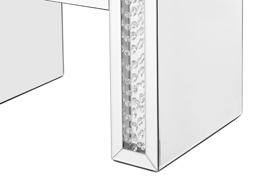 Elegant Furniture & Lighting - Modern 26 inch Crystal Vanity Leather stool in Clear Mirror Finish - MF91018 veiw 7