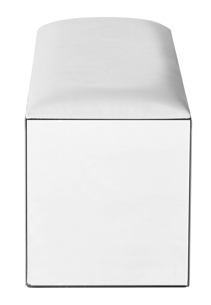 Elegant Furniture & Lighting - Modern 26 inch Crystal Vanity Leather stool in Clear Mirror Finish - MF91018 veiw 8