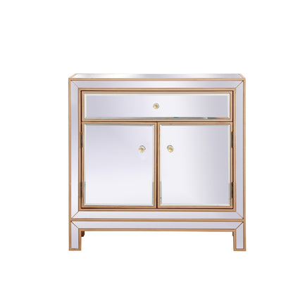 Elegant Furniture & Lighting - Modern 29 in. mirrored cabinet in antique gold - MF71034G veiw 1