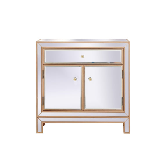 Elegant Furniture & Lighting - Modern 29 in. mirrored cabinet in antique gold - MF71034G veiw 1