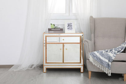 Elegant Furniture & Lighting - Modern 29 in. mirrored cabinet in antique gold - MF71034G veiw 2