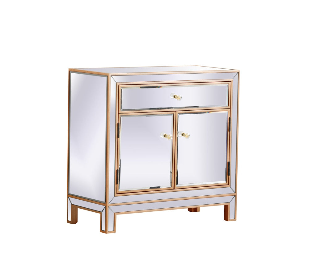 Elegant Furniture & Lighting - Modern 29 in. mirrored cabinet in antique gold - MF71034G veiw 5