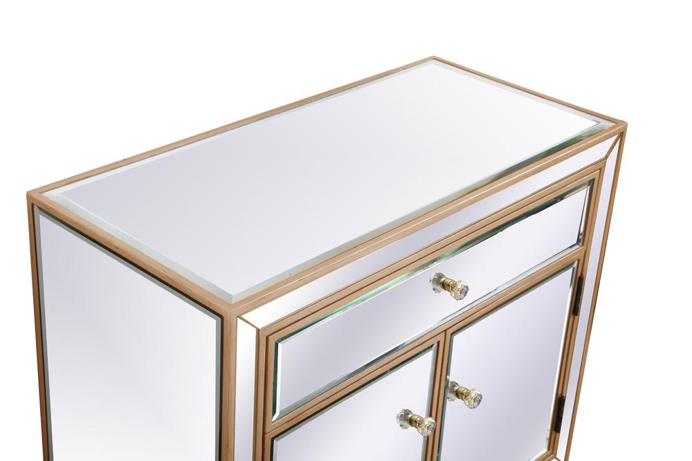 Elegant Furniture & Lighting - Modern 29 in. mirrored cabinet in antique gold - MF71034G veiw 7