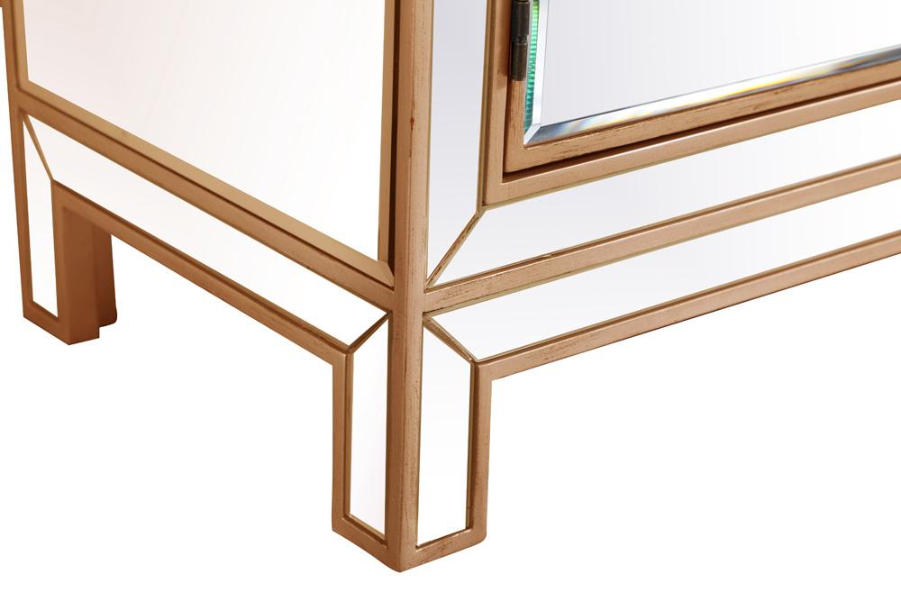 Elegant Furniture & Lighting - Modern 29 in. mirrored cabinet in antique gold - MF71034G veiw 10