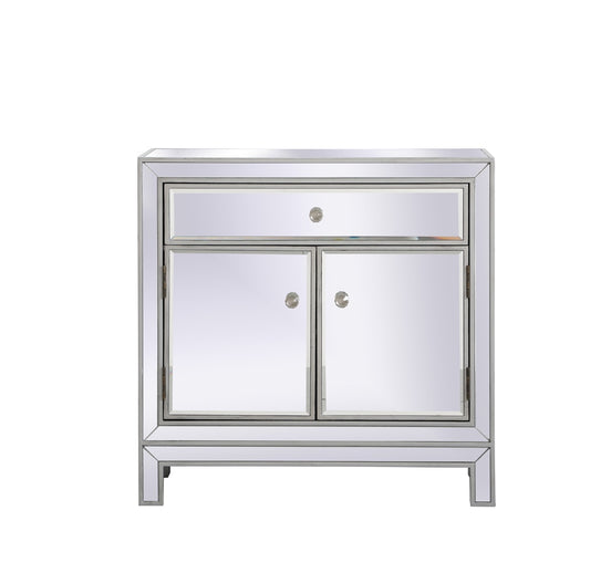 Elegant Furniture & Lighting - Modern 29 in. mirrored cabinet in antique silver - MF71034S veiw 1