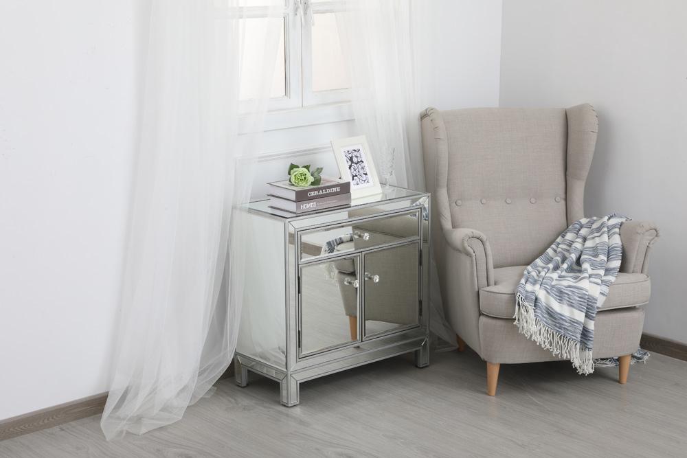 Elegant Furniture & Lighting - Modern 29 in. mirrored cabinet in antique silver - MF71034S veiw 5