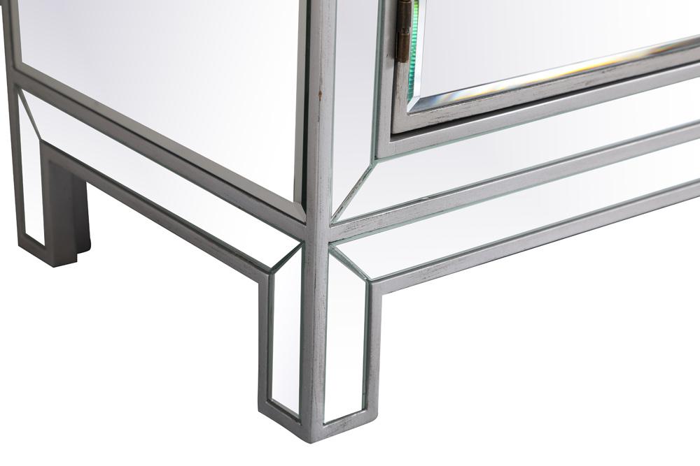Elegant Furniture & Lighting - Modern 29 in. mirrored cabinet in antique silver - MF71034S veiw 12