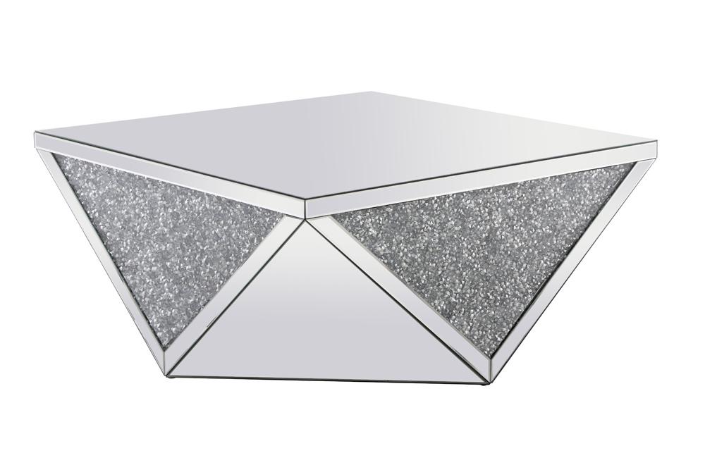 Elegant Furniture & Lighting - Modern 38 inch Square Crystal Coffee Table Silver Royal Cut Crystal - MF92005 veiw 1