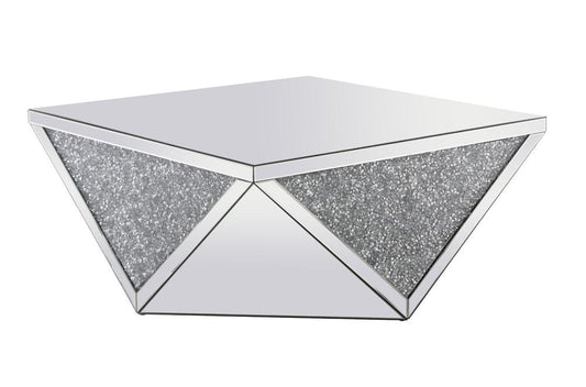 Elegant Furniture & Lighting - Modern 38 inch Square Crystal Coffee Table Silver Royal Cut Crystal - MF92005 veiw 1