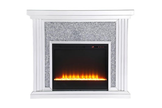 Elegant Furniture & Lighting - Modern 47.5 in. Crystal mirrored mantle with crystal insert fireplace - MF9902-F2 veiw 1