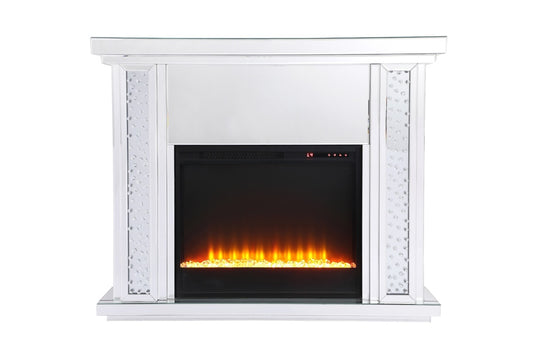 Elegant Furniture & Lighting - Modern 47.5 in. Crystal mirrored mantle with crystal insert fireplace - MF9901-F2 veiw 1