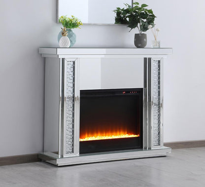 Elegant Furniture & Lighting - Modern 47.5 in. Crystal mirrored mantle with crystal insert fireplace - MF9901-F2 veiw 5