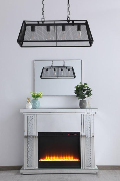 Elegant Furniture & Lighting - Modern 47.5 in. Crystal mirrored mantle with crystal insert fireplace - MF9901-F2 veiw 7