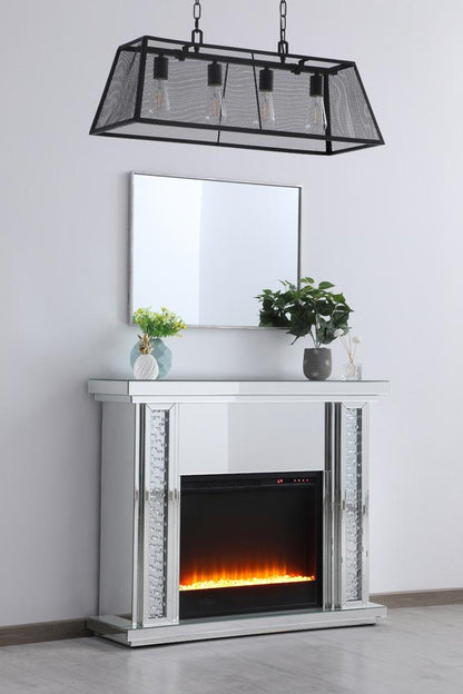 Elegant Furniture & Lighting - Modern 47.5 in. Crystal mirrored mantle with crystal insert fireplace - MF9901-F2 veiw 8