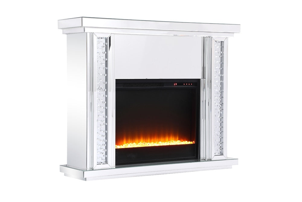 Elegant Furniture & Lighting - Modern 47.5 in. Crystal mirrored mantle with crystal insert fireplace - MF9901-F2 veiw 11