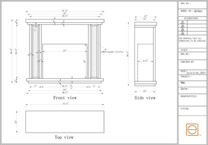 Elegant Furniture & Lighting - Modern 47.5 in. Crystal mirrored mantle with wood log insert fireplace - MF9901-F1 veiw 2