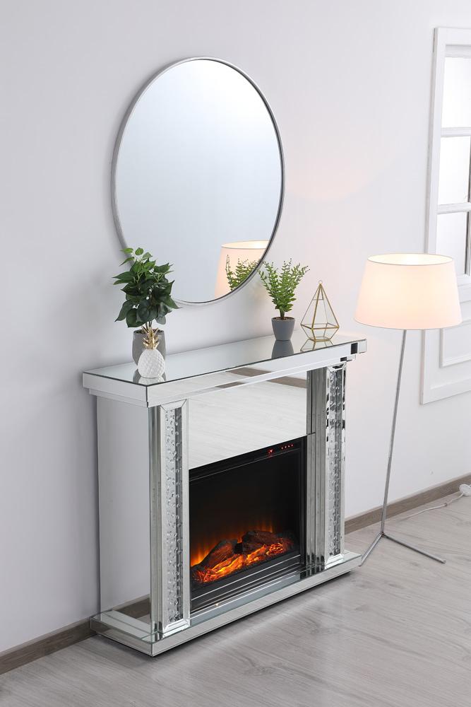 Elegant Furniture & Lighting - Modern 47.5 in. Crystal mirrored mantle with wood log insert fireplace - MF9901-F1 veiw 9
