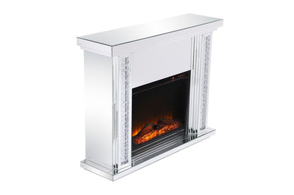 Elegant Furniture & Lighting - Modern 47.5 in. Crystal mirrored mantle with wood log insert fireplace - MF9901-F1 veiw 12