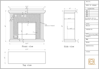 Elegant Furniture & Lighting - Modern 47.5 in. Crystal mirrored mantle with wood log insert fireplace - MF9902-F1 veiw 2