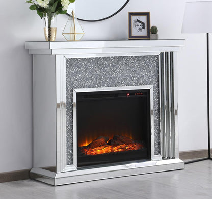 Elegant Furniture & Lighting - Modern 47.5 in. Crystal mirrored mantle with wood log insert fireplace - MF9902-F1 veiw 6