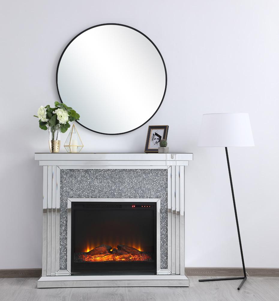 Elegant Furniture & Lighting - Modern 47.5 in. Crystal mirrored mantle with wood log insert fireplace - MF9902-F1 veiw 8