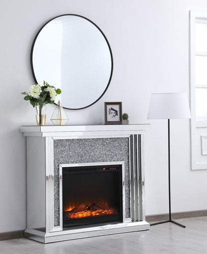 Elegant Furniture & Lighting - Modern 47.5 in. Crystal mirrored mantle with wood log insert fireplace - MF9902-F1 veiw 9