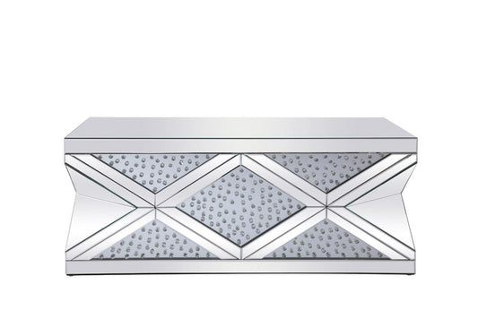Elegant Furniture & Lighting - Modern 47.5 inch Rectangle Crystal Coffee Table Clear Royal Cut Crystal - MF92010 veiw 1