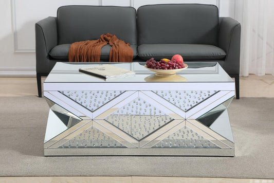 Elegant Furniture & Lighting - Modern 47.5 inch Rectangle Crystal Coffee Table Clear Royal Cut Crystal - MF92010 veiw 2
