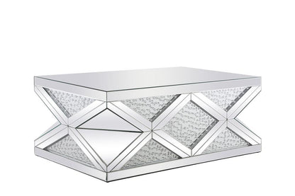 Elegant Furniture & Lighting - Modern 47.5 inch Rectangle Crystal Coffee Table Clear Royal Cut Crystal - MF92010 veiw 5
