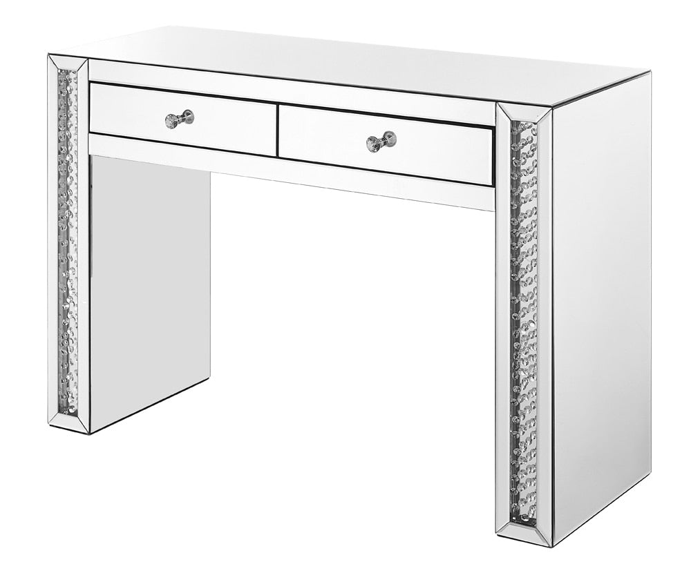 Elegant Furniture & Lighting - Modern 47 inch Rectangle Crystal Vanity Table in Clear Mirror Finish - MF91017 veiw 2