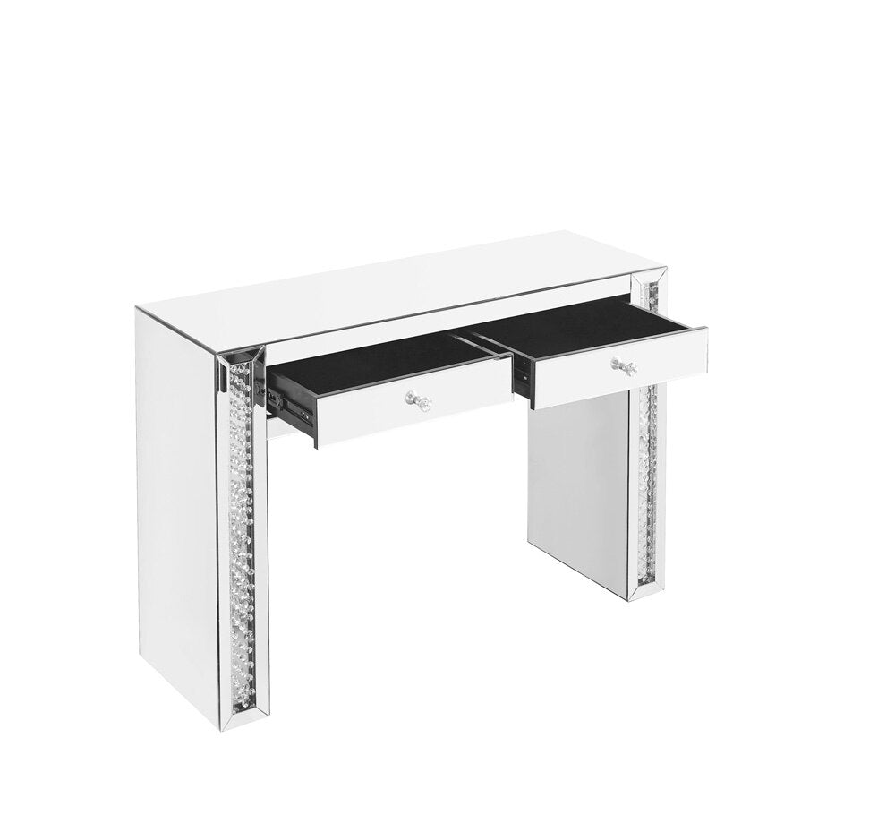 Elegant Furniture & Lighting - Modern 47 inch Rectangle Crystal Vanity Table in Clear Mirror Finish - MF91017 veiw 4