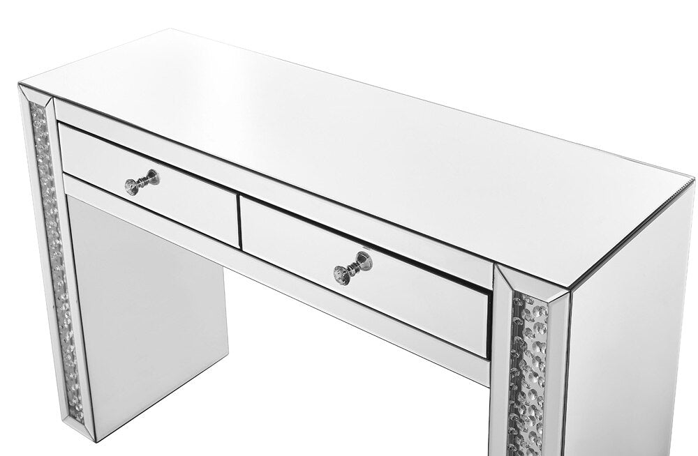 Elegant Furniture & Lighting - Modern 47 inch Rectangle Crystal Vanity Table in Clear Mirror Finish - MF91017 veiw 5