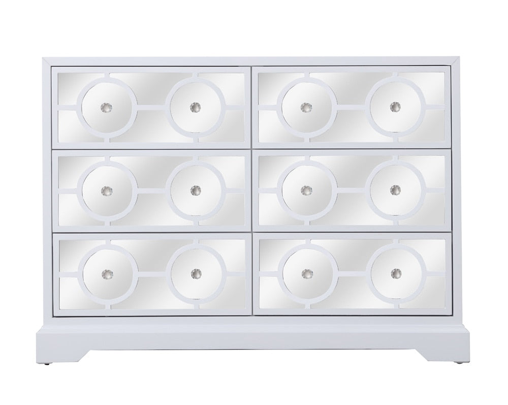 Elegant Furniture & Lighting - Modern 48 in. mirrored six drawer cabinet in white - MF81017WH veiw 1