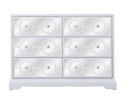 Elegant Furniture & Lighting - Modern 48 in. mirrored six drawer cabinet in white - MF81017WH veiw 1