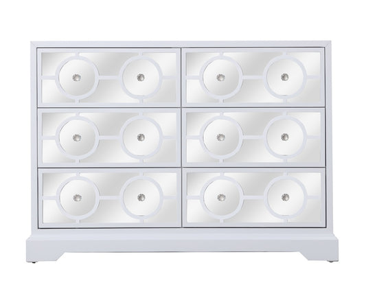 Elegant Furniture & Lighting - Modern 48 in. mirrored six drawer cabinet in white - MF81017WH veiw 1