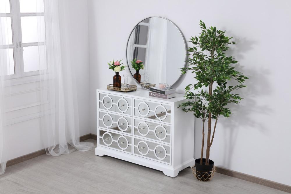 Elegant Furniture & Lighting - Modern 48 in. mirrored six drawer cabinet in white - MF81017WH veiw 4