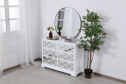 Elegant Furniture & Lighting - Modern 48 in. mirrored six drawer cabinet in white - MF81017WH veiw 4