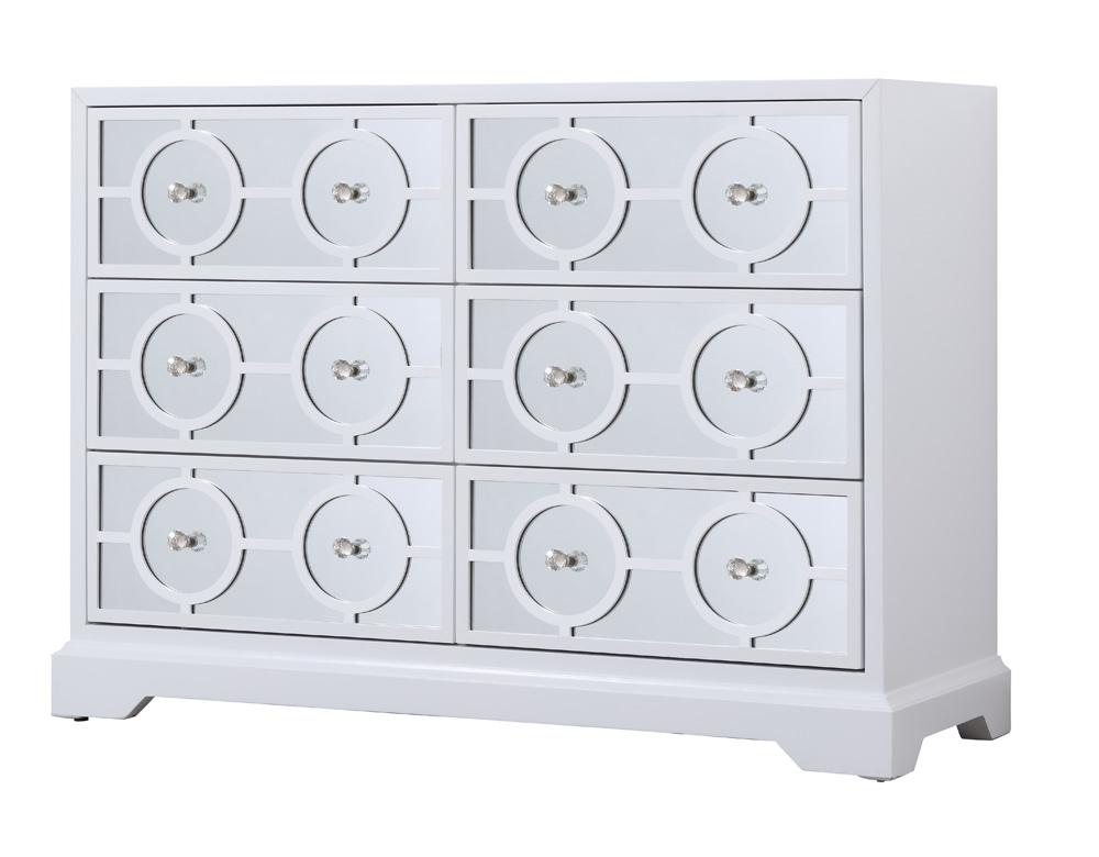 Elegant Furniture & Lighting - Modern 48 in. mirrored six drawer cabinet in white - MF81017WH veiw 5