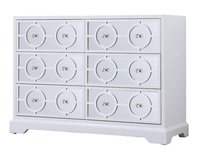 Elegant Furniture & Lighting - Modern 48 in. mirrored six drawer cabinet in white - MF81017WH veiw 5