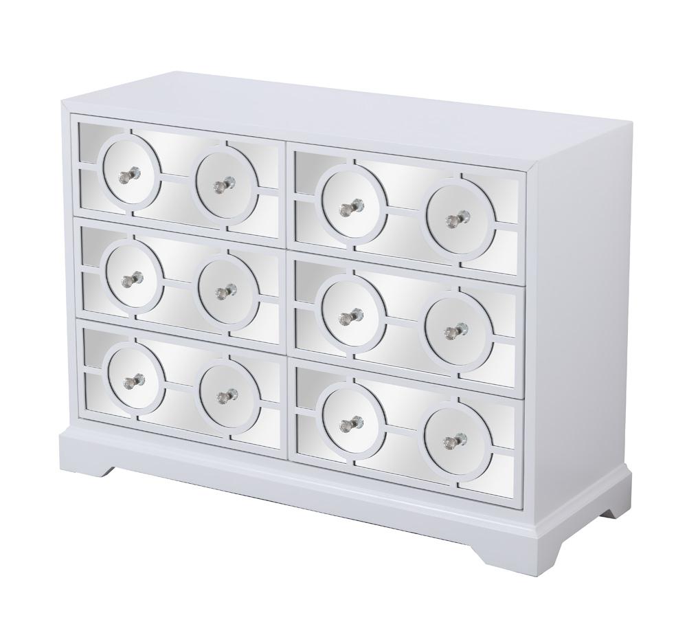 Elegant Furniture & Lighting - Modern 48 in. mirrored six drawer cabinet in white - MF81017WH veiw 6