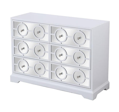 Elegant Furniture & Lighting - Modern 48 in. mirrored six drawer cabinet in white - MF81017WH veiw 6