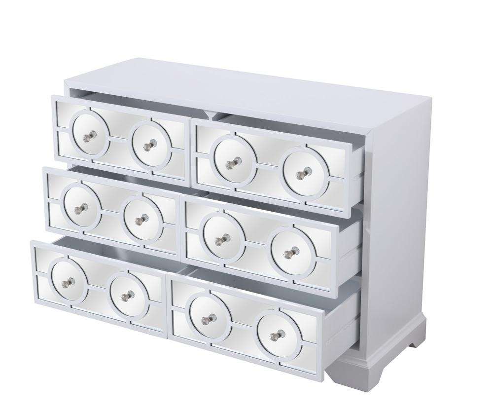 Elegant Furniture & Lighting - Modern 48 in. mirrored six drawer cabinet in white - MF81017WH veiw 7
