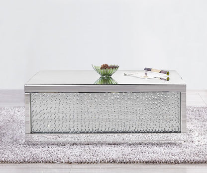 Elegant Furniture & Lighting - Modern 48 inch Rectangle Crystal Coffee Table In Clear Mirror Finish - MF91003 veiw 2