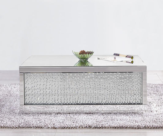 Elegant Furniture & Lighting - Modern 48 inch Rectangle Crystal Coffee Table In Clear Mirror Finish - MF91003 veiw 2