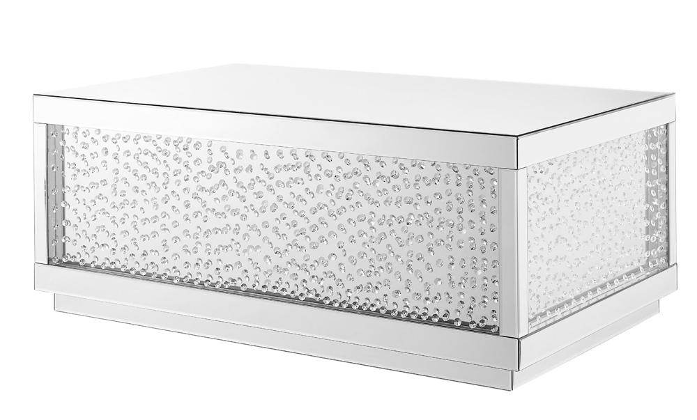 Elegant Furniture & Lighting - Modern 48 inch Rectangle Crystal Coffee Table In Clear Mirror Finish - MF91003 veiw 3